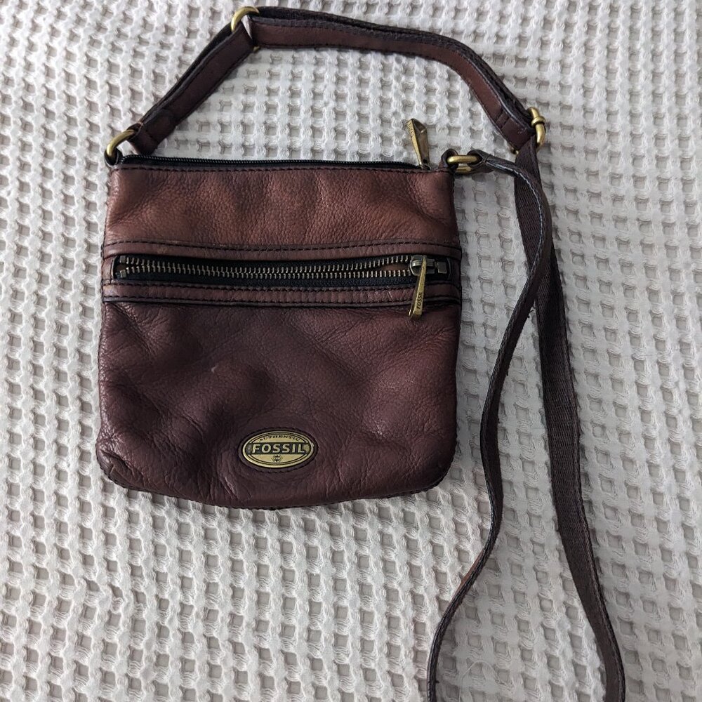 Fossil brown crossbody bag leather